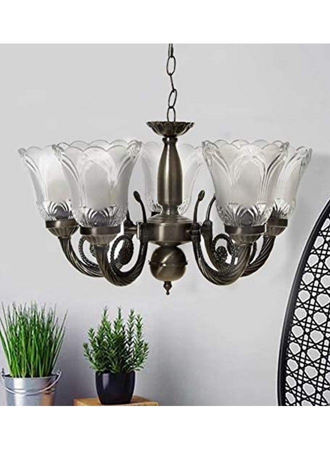 Weldecor Antique Brass Chandelier for Living Room - Elegant Jhoomer Pendant Lamp, Ceiling Decorative Fixture (Golden Brown) - Image 4