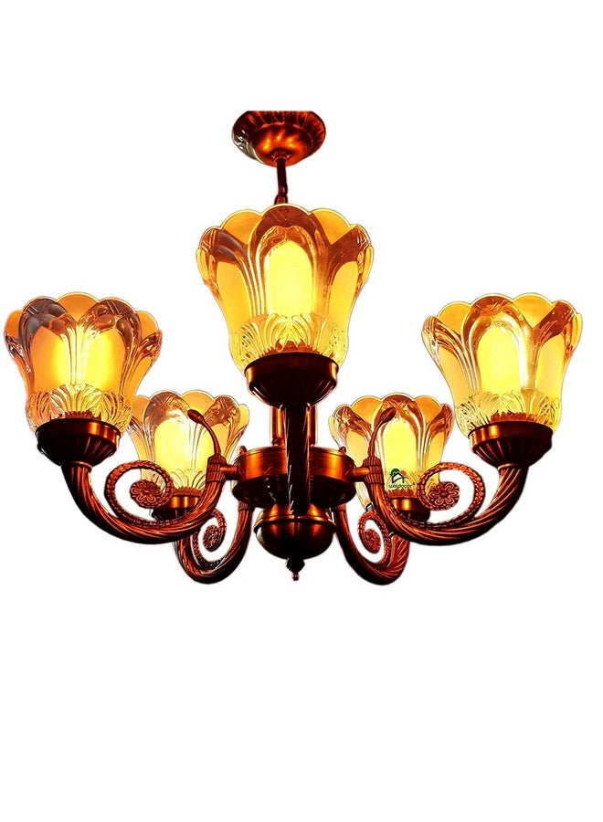 Weldecor Antique Brass Chandelier for Living Room - Elegant Jhoomer Pendant Lamp, Ceiling Decorative Fixture (Golden Brown) - Image 2