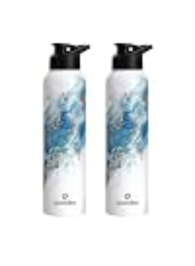 Speedex Stainless Steel Water Bottle 1 Ltr (1000ml), BIS Approved, Leak-Proof Sipper Cap, Ice Marble Printed Design, Office, School, Travel, Daily Use, Men, Women, Boys, Girls, Kids, Set of 2 - Image 1