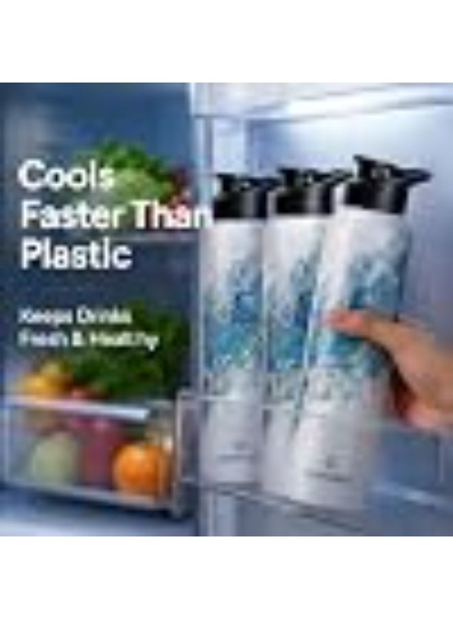Speedex Stainless Steel Water Bottle 1 Ltr (1000ml), BIS Approved, Leak-Proof Sipper Cap, Ice Marble Printed Design, Office, School, Travel, Daily Use, Men, Women, Boys, Girls, Kids, Set of 2 - Image 4