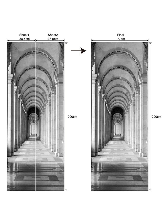 الأزرق جي دبليو المناظر الطبيعية الأوروبية والأمريكية قابلة للإزالة ، غرفة نوم مقاومة للماء ، غرفة معيشة ممتدة لمحاكاة باب مقوس PVC MT257-290 - Image 1