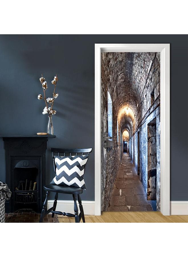 الأزرق جي دبليو المناظر الطبيعية الأوروبية والأمريكية قابلة للإزالة ، غرفة نوم مقاومة للماء ، غرفة معيشة ممتدة لمحاكاة باب مقوس PVC MT257-290 - Image 4