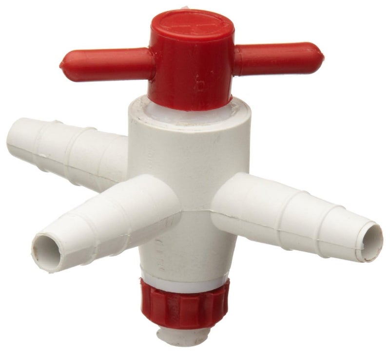 SP Bel-Art Three-Way Stopcock for ¼ in. to ⅜ in. Tubing; 2mm Bore, PTFE (F30894-0000)