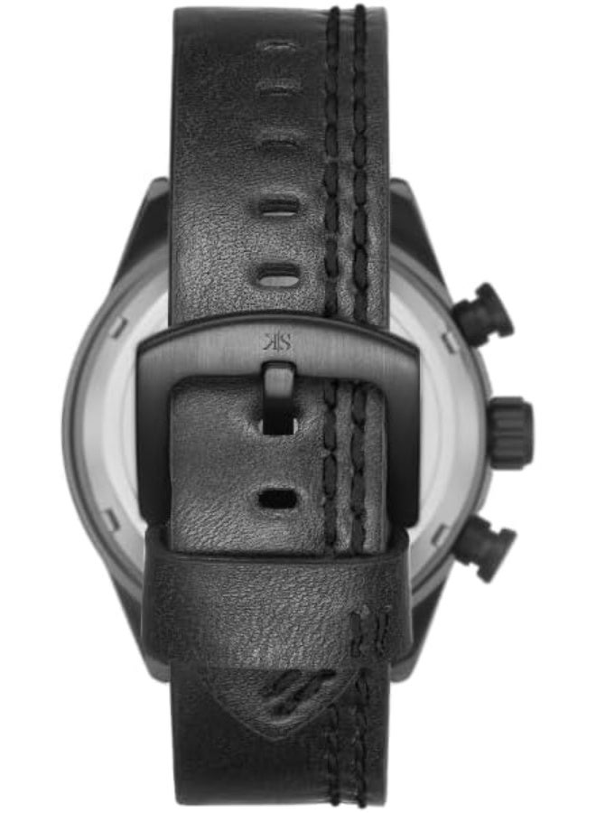 كينيث سكوت ساعة كينيث سكوت للرجال، كرونوغراف بحزام جلد صناعي - -، أسود - Image 3