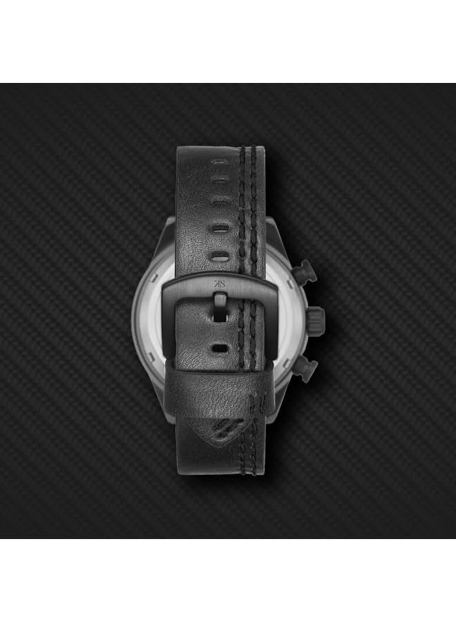 كينيث سكوت ساعة كينيث سكوت للرجال، كرونوغراف بحزام جلد صناعي - -، أسود - Image 5