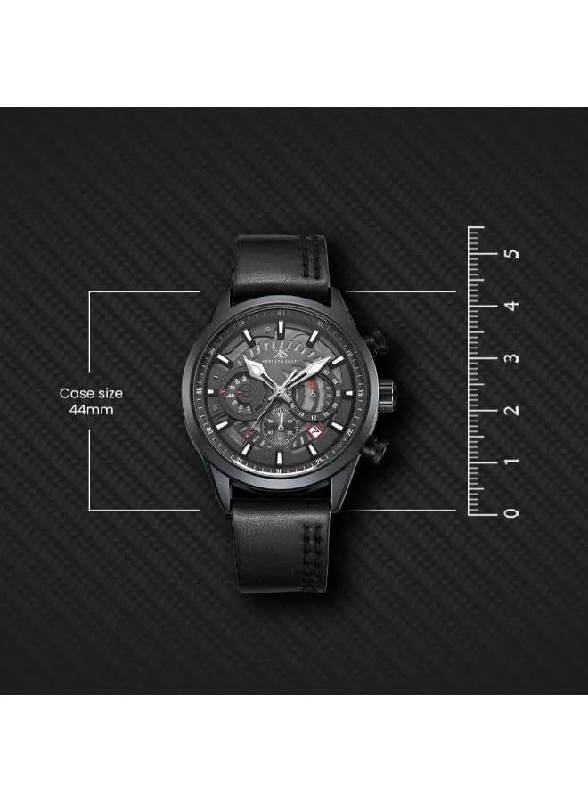 KENNETH SCOTT Kenneth Scott Men's Watch, Chronograph Display and PU Strap - K25107-BLBB, Black