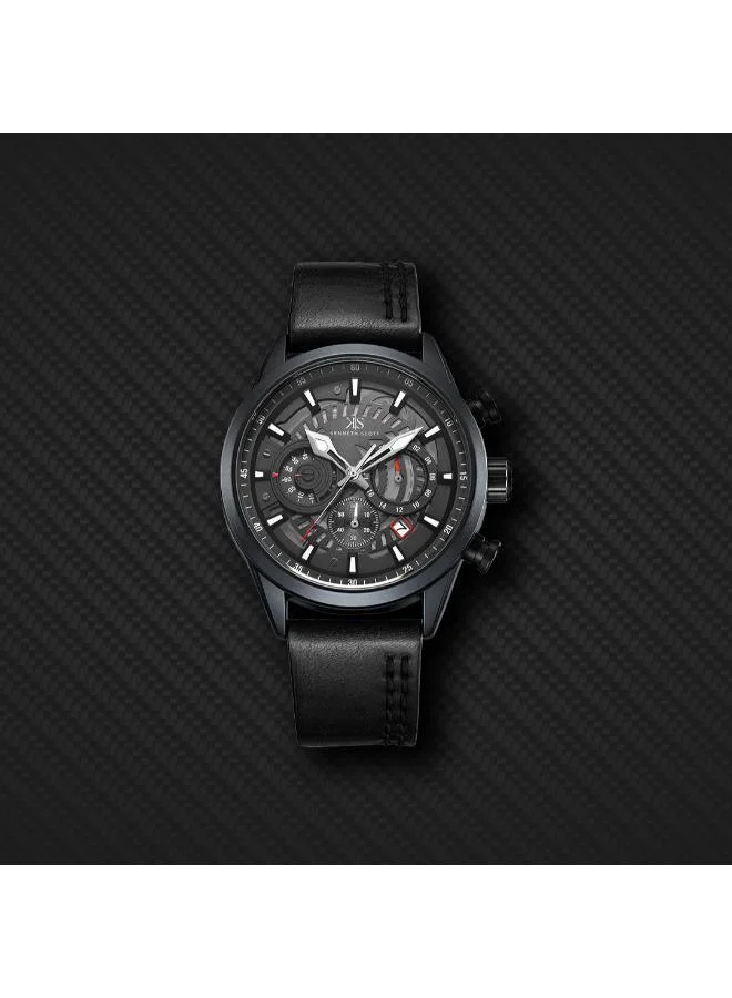 Kenneth Scott black Kenneth Scott Men's Watch, Chronograph Display and PU Strap - K25107-BLBB, Black for Men | Best Price UAE