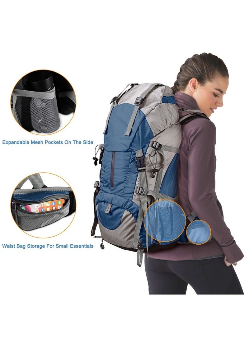 عربست حقيبة تخييم على ظهر الرحلات سعة 50 لترا ، حقيبة ظهر للسفر الرياضي في الهواء الطلق قابلة للطي ، خفيفة الوزن ، مقاومة للماء ، حقيبة ظهر ذات سعة كبيرة ، مناسبة للمشي لمسافات طويلة ، التخييم ، ركوب الدراجات ، المشي لمسافات طويلة ، الصيد ، تسلق الجبال - Image 5