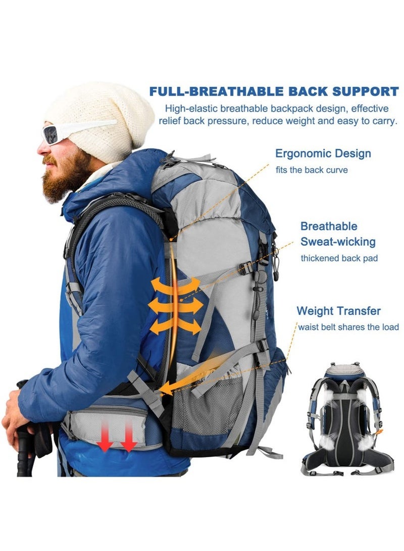 عربست حقيبة تخييم على ظهر الرحلات سعة 50 لترا ، حقيبة ظهر للسفر الرياضي في الهواء الطلق قابلة للطي ، خفيفة الوزن ، مقاومة للماء ، حقيبة ظهر ذات سعة كبيرة ، مناسبة للمشي لمسافات طويلة ، التخييم ، ركوب الدراجات ، المشي لمسافات طويلة ، الصيد ، تسلق الجبال - Image 3