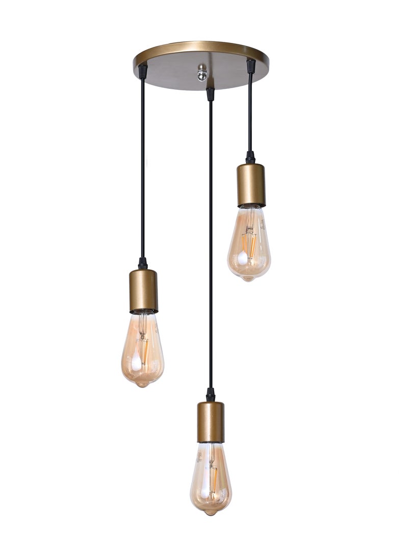 El Rawda Lighting Three-Strand Hanging With Wire | modern decorative LED E27 pendant light ceiling lamp hanging | suitable for any room | Color: Gold | Size: 70x24 cm