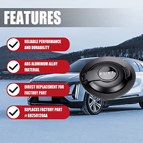 FEXON Fuel Filler Door Cap Cover Replacement for Dodge Challenger 2008-2020, Black Replaces# 68250120AA - Image 2