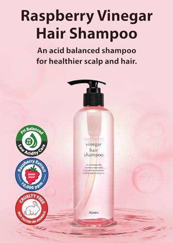 A'Pieu A’PIEU Raspberry Vinegar Hair Shampoo - Dandruff & Clarifying Shampoo with Scalp Treatment. Balances pH, Removes Buildup, Soothes Scalp. Korean Hair Care. 16.9 fl.oz - Image 2