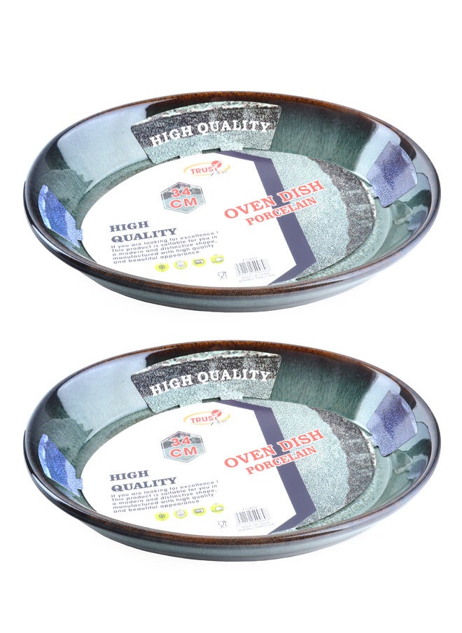 Trust 2-Piece Oval Porcelain Baking Dish 34CM Dark Green  - Image 1