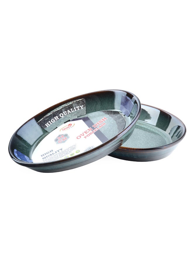 Trust 2-Piece Oval Porcelain Baking Dish 34CM Dark Green  - Image 3