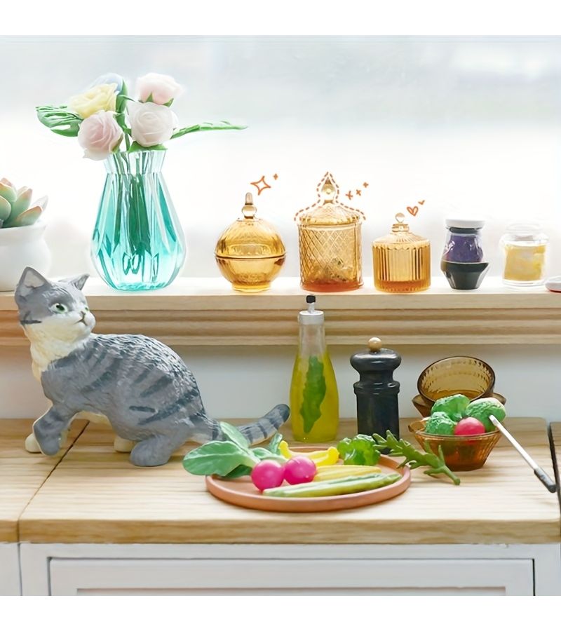 Green Miniature Candy Jar Set for 6 Inch Blythe Dollhouse Decor - Image 1