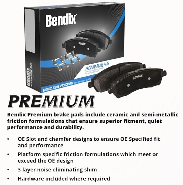 Bendix Premium SBC1596 Ceramic Rear Brake Pads for Select Models Chrysler Grand Caravan, Town & Country, Dodge Journey, Ram C/V, Volkswagen Routan - Image 3