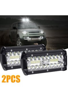 عربست قطعتان 7 بوصة 120 واط مصابيح LED ثنائية اللون (أصفر/أبيض) 6000 كلفن، 6 أوضاع (الوميض/الضباب/الطرق الوعرة/الإنذار)، وظيفة الذاكرة، مقاومة للماء، مع أسلاك التوصيل للشاحنات، الجيب، الدراجات النارية  - Image 1