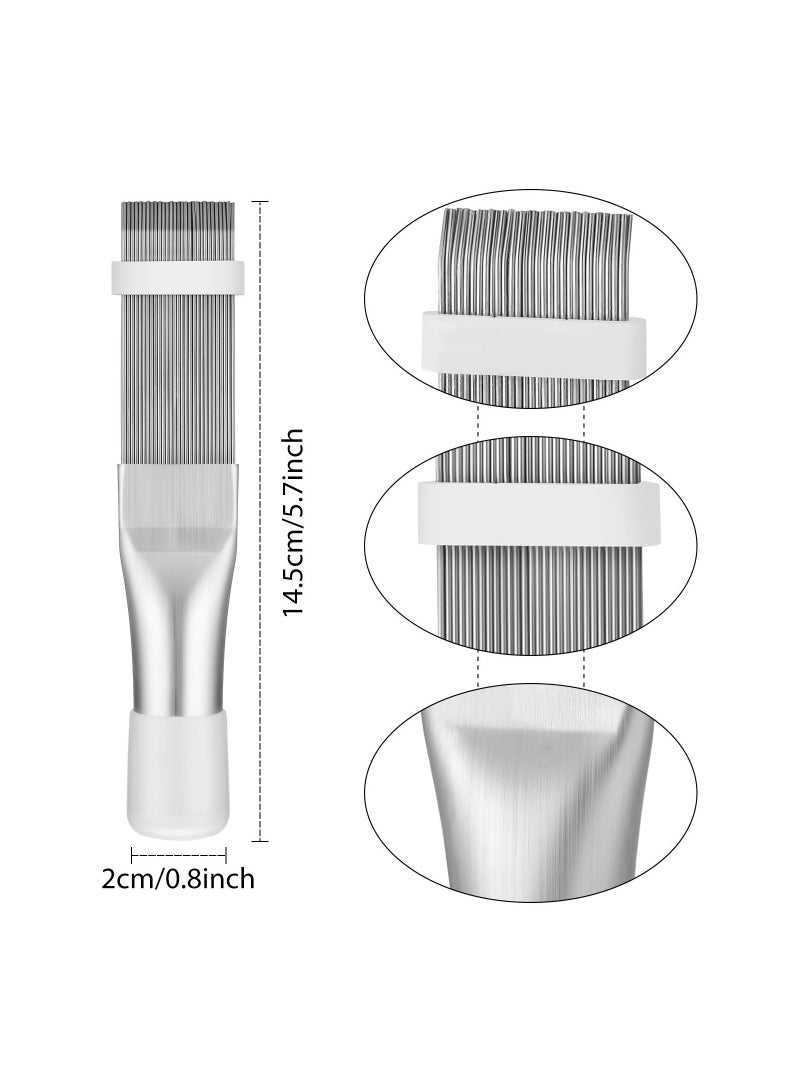KASTWAVE 4 Pieces Air Conditioner Condenser Fin Cleaning Brush Coil Comb Stainless Steel Refrigerator Cleaner Whisk - Image 3