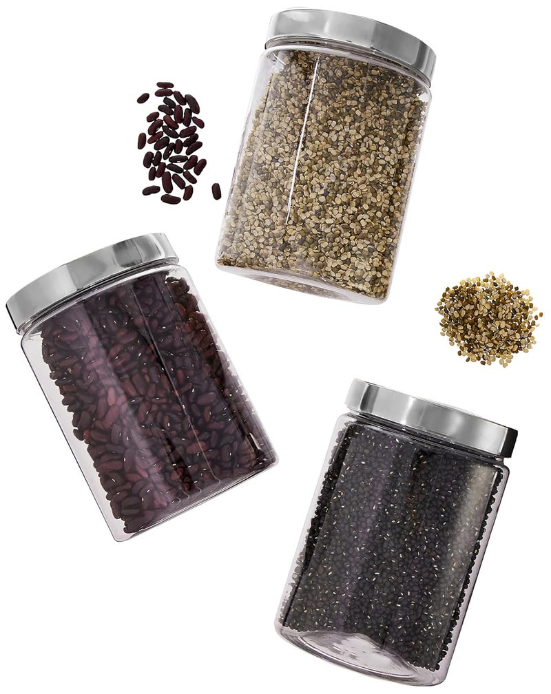 Homeor Plastic Storage Jar & Container, Airtight BPA Free Container for Kitchen Storage, Grocery Kitchen Container, Stackable & Transparent Organizer, Masala Dabba, Multipurpose Jar, 2000 ML Set 4 - Image 4