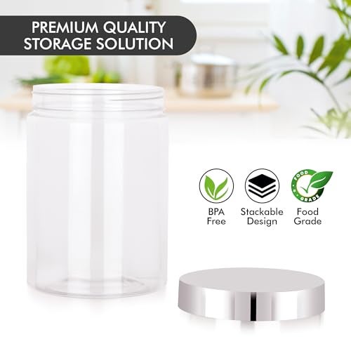 Homeor Plastic Storage Jar & Container, Airtight BPA Free Container for Kitchen Storage, Grocery Kitchen Container, Stackable & Transparent Organizer, Masala Dabba, Multipurpose Jar, 2000 ML Set 4 - Image 2