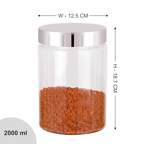 Homeor Plastic Storage Jar & Container, Airtight BPA Free Container for Kitchen Storage, Grocery Kitchen Container, Stackable & Transparent Organizer, Masala Dabba, Multipurpose Jar, 2000 ML Set 4 - Image 3