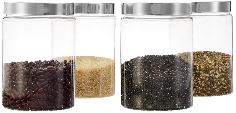 Homeor Plastic Storage Jar & Container, Airtight BPA Free Container for Kitchen Storage, Grocery Kitchen Container, Stackable & Transparent Organizer, Masala Dabba, Multipurpose Jar, 2000 ML Set 4 - Image 1