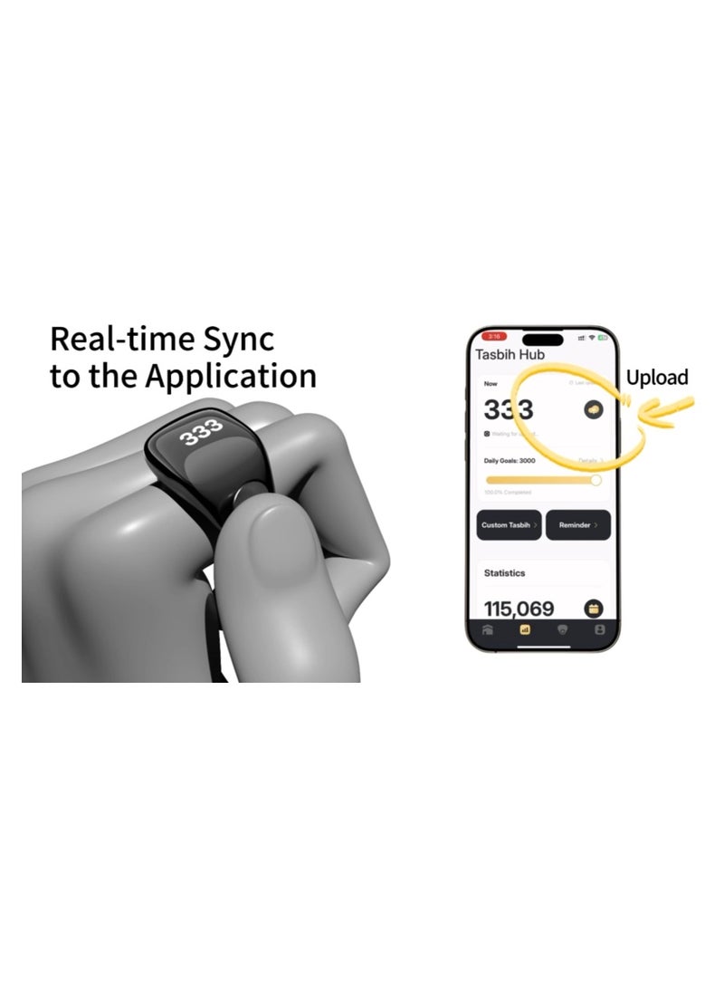 WESLAMIC iTasbih RELATION Premium Zikr Smart Ring with Charging Case, Bluetooth Digital Counter Ring with APP Control, 5 Adjustable Sizes (16-24mm), Waterproof OLED, Prayer Reminder for Muslims Best Gift for Every Occasions Eid, Hajj, Marriage, Birthday etc - Image 3