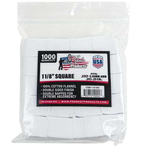 Pro-Shot Products Gun Cleaning Patches - 1,000 Count - 1 1/8 Inch - Square - Image 1