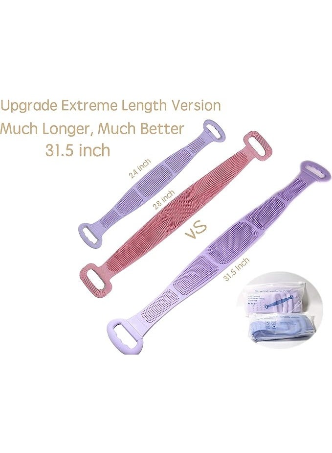 Lichee Silicone Body Back Scrubber Double Side Bathing Brush for Skin Deep Cleaning Massage, Dead Skin Removal Exfoliating Belt for Shower, Easy to Clean (BODY BACK BELT SCRUBBER) 1PCS MAY VERY COLOR - Image 2