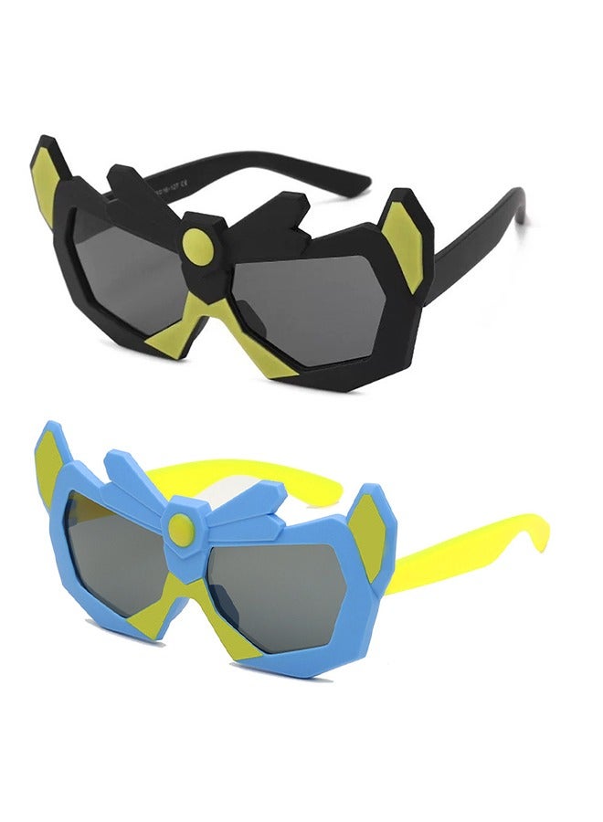 2Pcs Children's Sunglasses Anti-UV Transformers Boy Sunglasses Superhero Cartoon Glasses Men and Girls Sun Glasses(Blue+Black) - Image 1