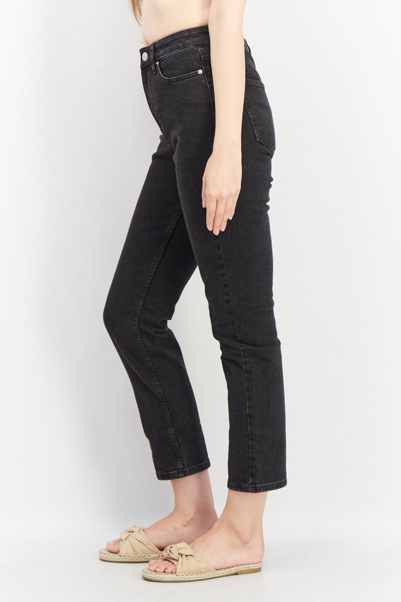 Miss Selfridge Women Regular Fit Dark Wash Stretchable Denim jeans, Black - Image 2