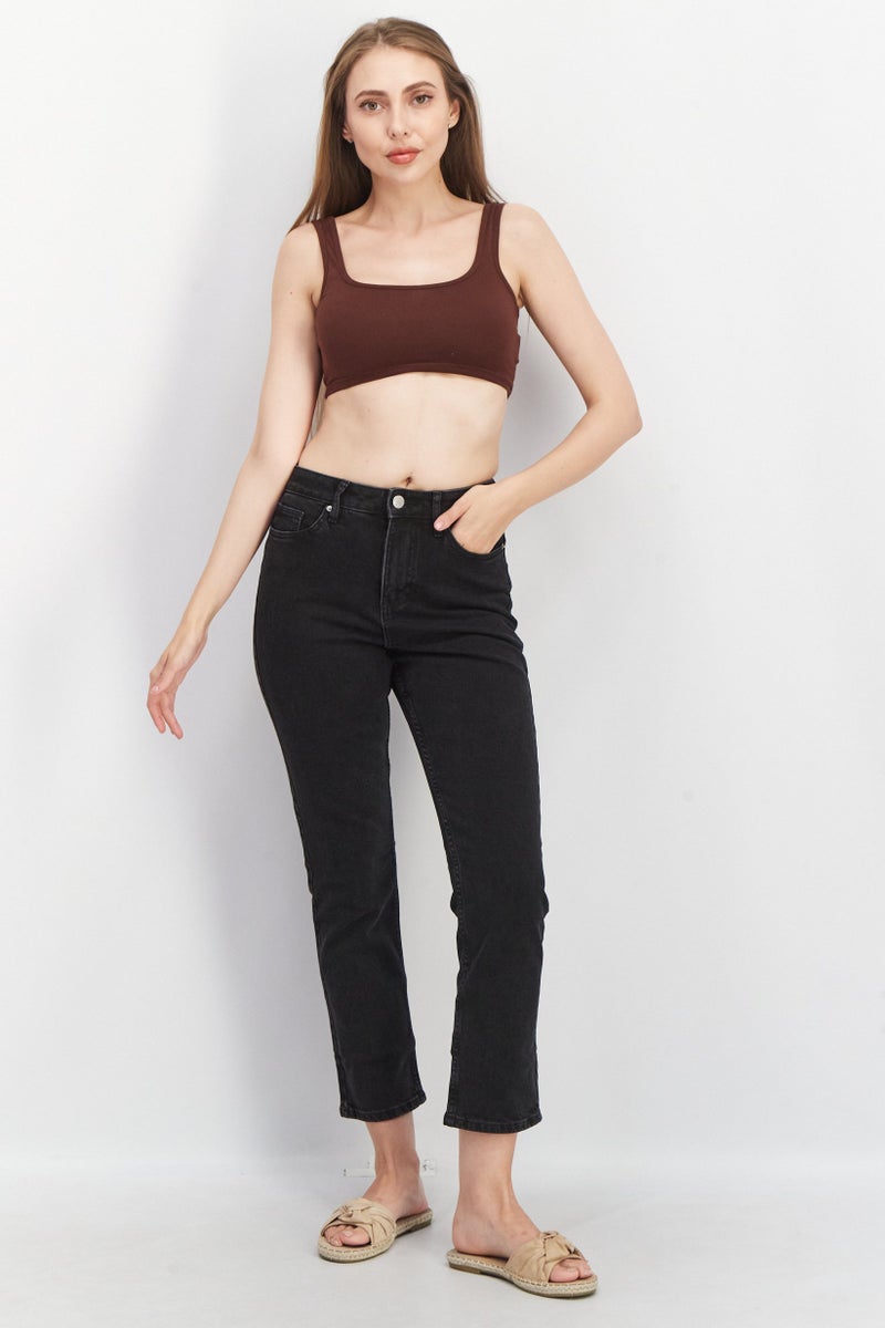 Miss Selfridge Women Regular Fit Dark Wash Stretchable Denim jeans, Black - Image 4