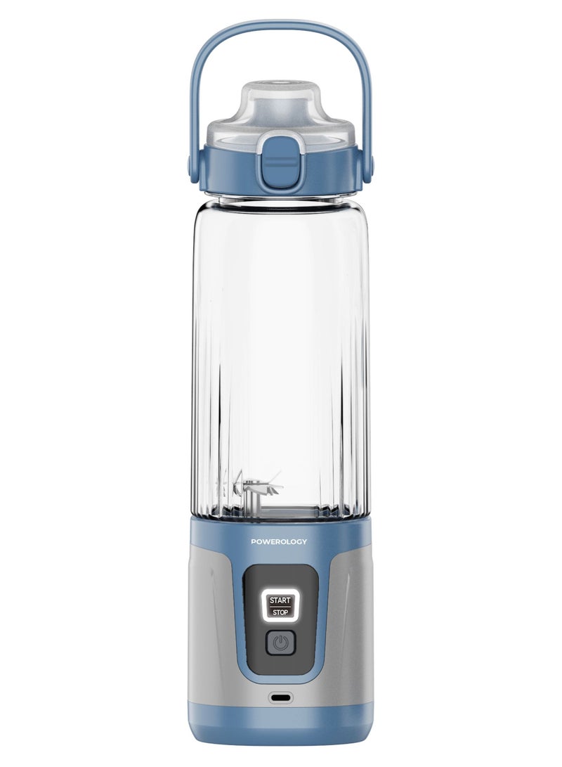 Powerology DUOMIX Portable Blender with 120W High-Speed Motor/ Dual-Blade Design/ USB-C Fast Charging/ 750mL Travel-Friendly Blender/ Ideal for Fruit Smoothies, Shakes & Crushing Ice - Blue - Image 2