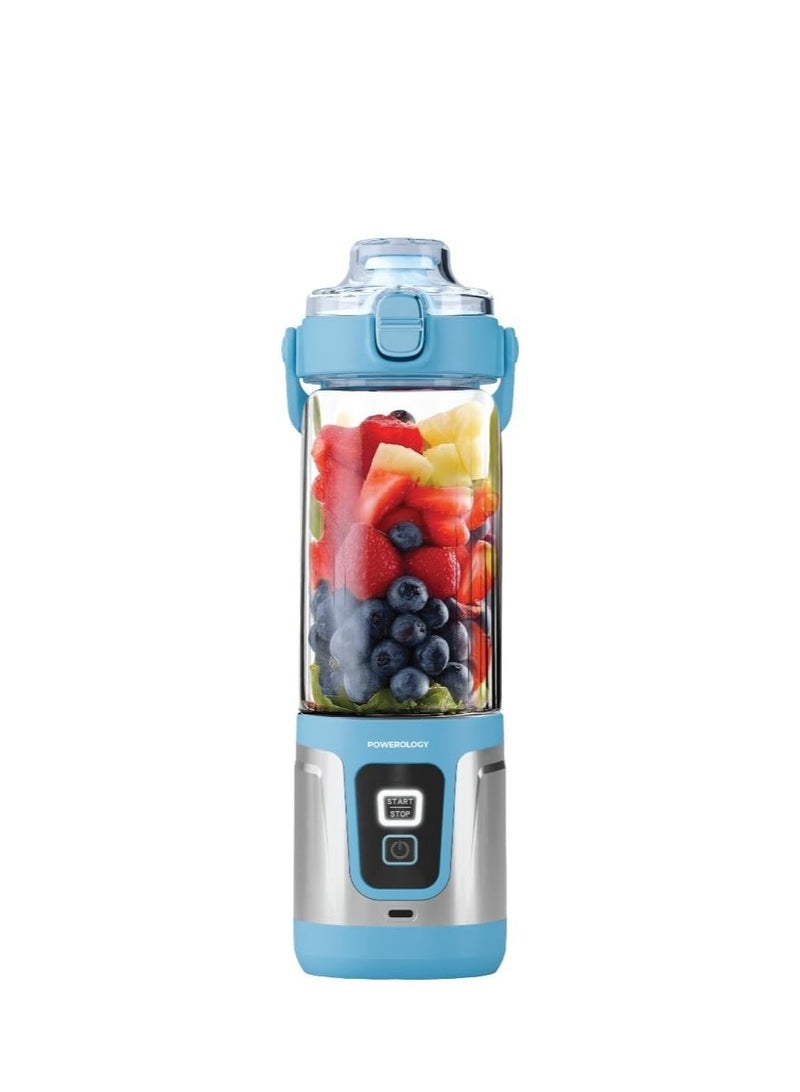 Powerology DUOMIX Portable Blender with 120W High-Speed Motor/ Dual-Blade Design/ USB-C Fast Charging/ 750mL Travel-Friendly Blender/ Ideal for Fruit Smoothies, Shakes & Crushing Ice - Blue - Image 1