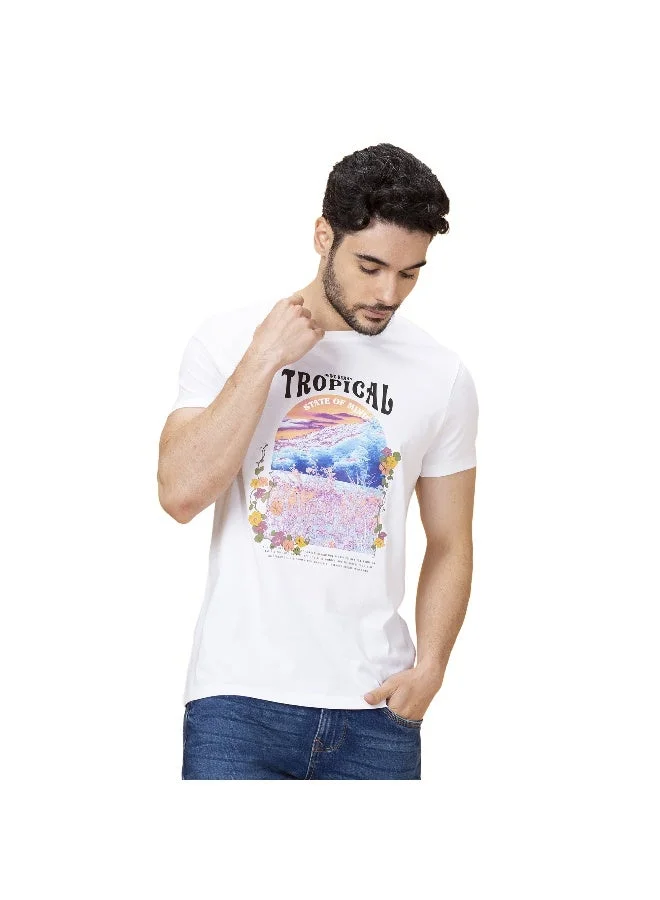 Being Human Mens White Round Neck Short Sleeve T-Shirt