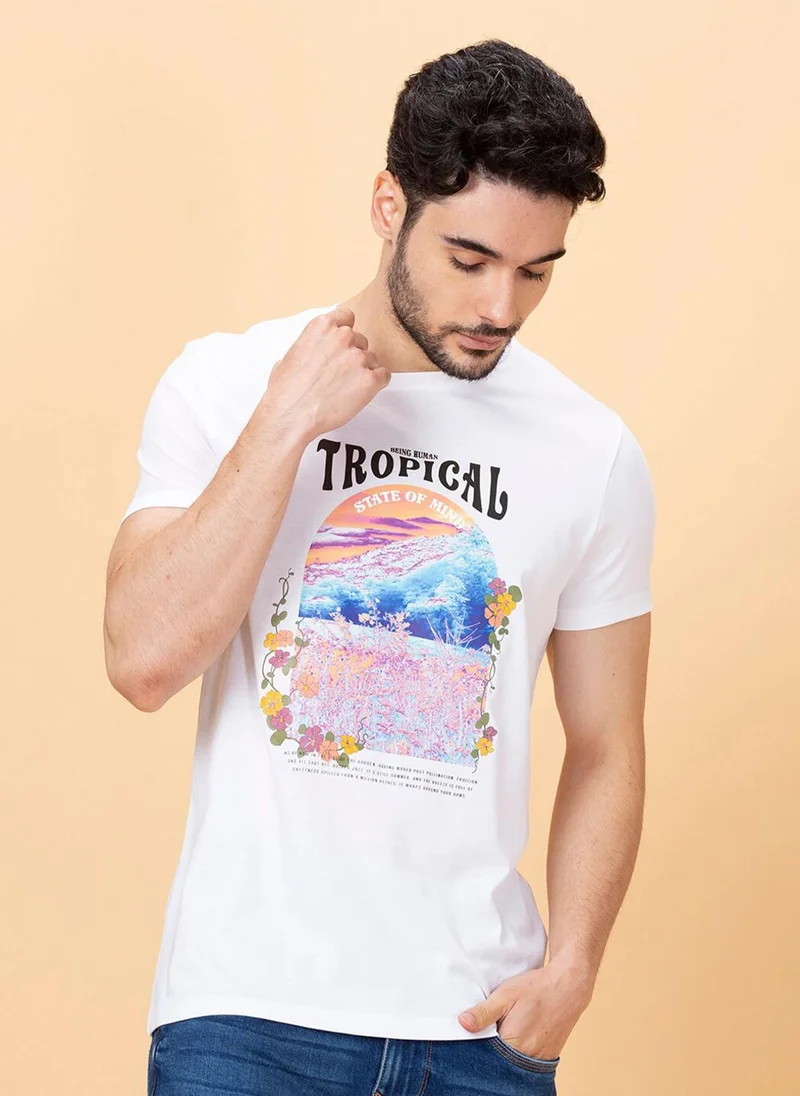 Being Human Graphic Printed Polo Collar Cotton T-shirt