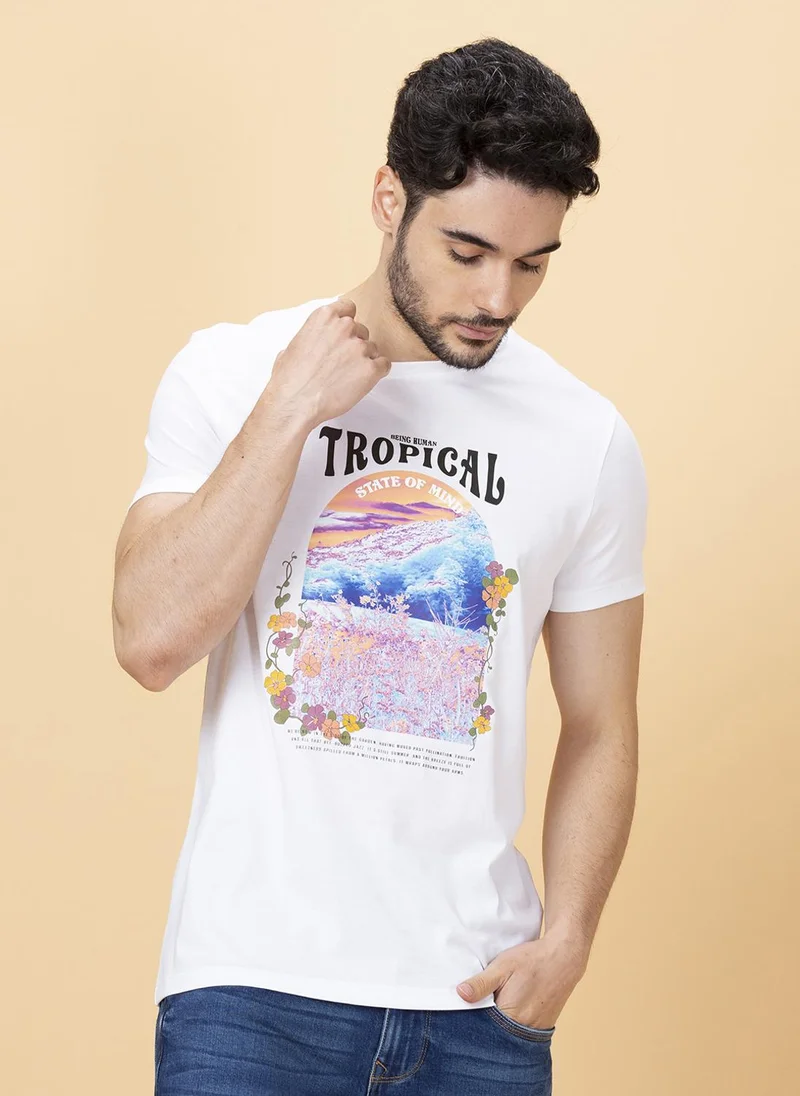 Being Human Graphic Printed Polo Collar Cotton T-shirt