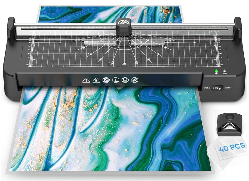 Laminator,A3/A4/A5/A6 Thermal Laminator Machine, 9 in 1 Cold Laminator Machine with Paper Cutter and Corner Rounder,40 Laminating Pouches for Home Office School - Image 1