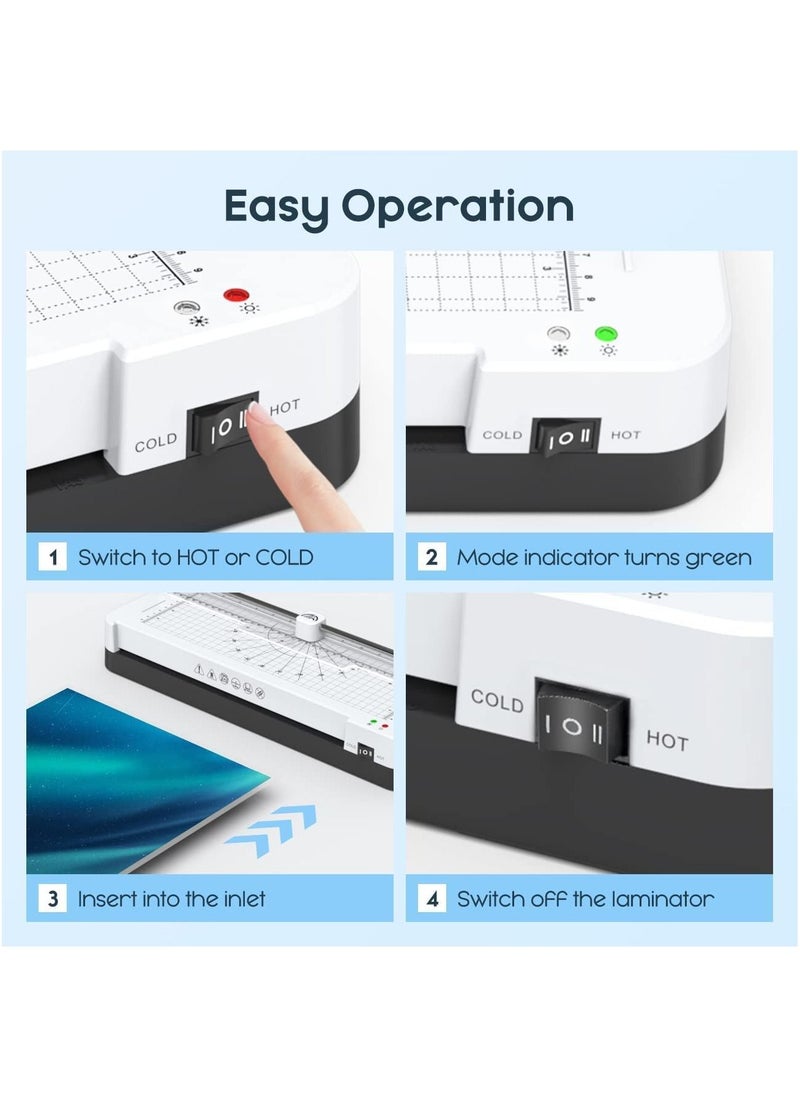 Generic - Laminator,A3/A4/A5/A6 Thermal Laminator Machine, 9 in 1 Cold Laminator Machine with Paper Cutter and Corner Rounder,40 Laminating Pouches for Home Office School - Image 1