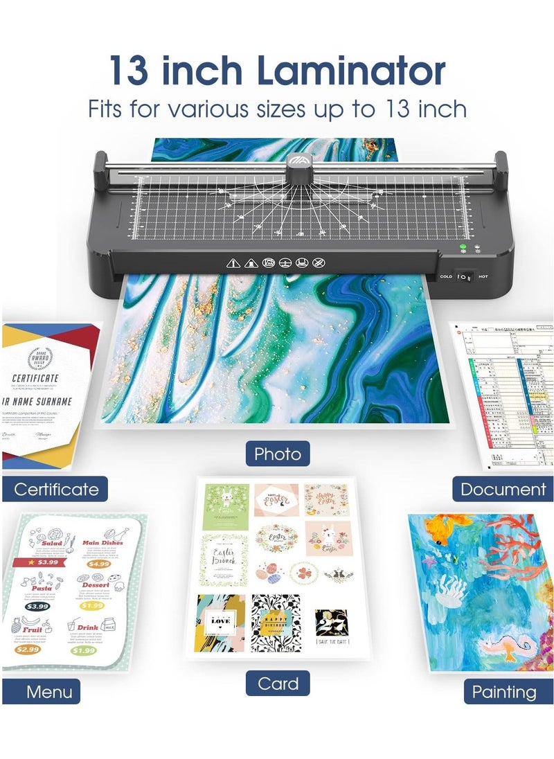 Generic - Laminator,A3/A4/A5/A6 Thermal Laminator Machine, 9 in 1 Cold Laminator Machine with Paper Cutter and Corner Rounder,40 Laminating Pouches for Home Office School - Image 1