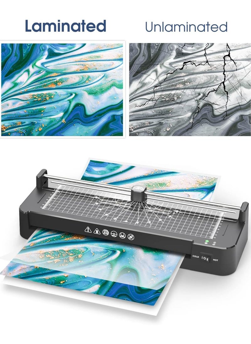Generic - Laminator,A3/A4/A5/A6 Thermal Laminator Machine, 9 in 1 Cold Laminator Machine with Paper Cutter and Corner Rounder,40 Laminating Pouches for Home Office School - Image 1