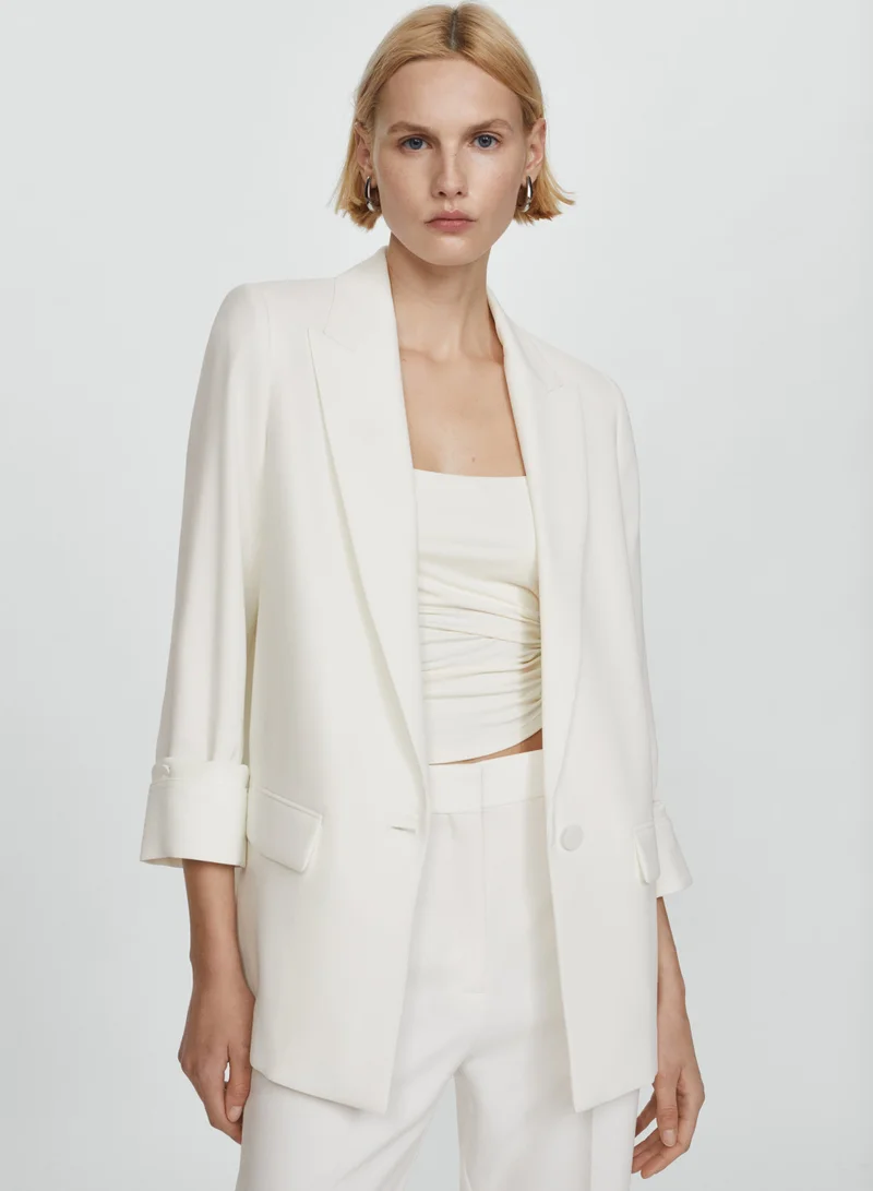 مانجو Tailored Jacket With Turn-Down Sleeves
