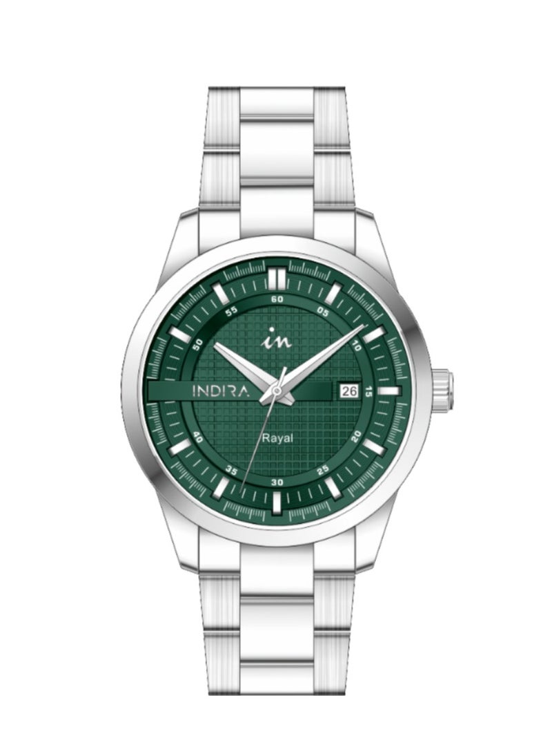 Indira men's wristwatch with date stainless steel -water resistant - Image 1
