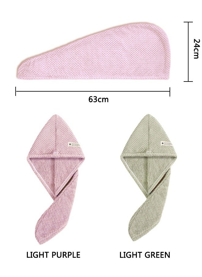HAWAWA 2psMicrofiber Hair Towel Wrap, Super Absorbent Fast Drying Hair Turban soft, Anti Frizz Hair Wrap Towels for Women Wet Hair, Curly, Longer, Thicker Hair(Pink&green)  - Image 3