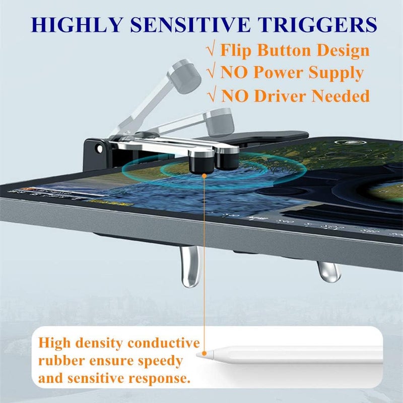 Rakizbe Aovon PUBG وحدة التحكم للجهاز اللوحي ، 4 محفزات 6 إصبع التشغيل حساس إطلاق النار الهدف محفز قبضة لوحة اللعب ، دعم iPad والجهاز اللوحي - Image 3