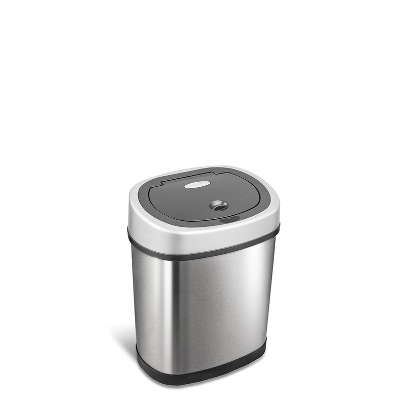 NINESTARS DZT129 Automatic Touchless Motion Sensor Oval Trash Can 32 Gal 12 L Stainless Steel