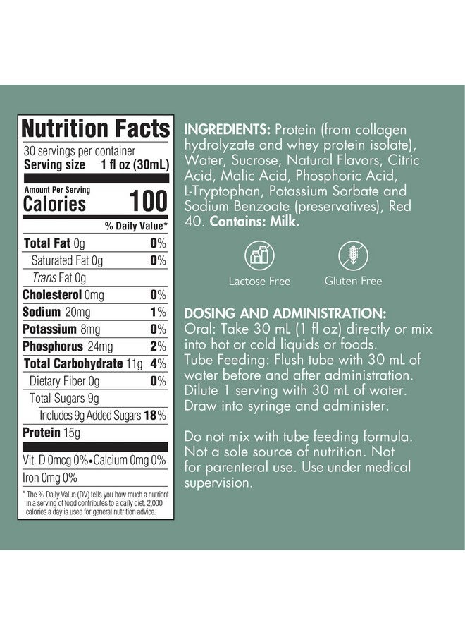 Medtrition Liquid Collagen peptides Type I, III 15 Grams Protein per oz. |Prosource Plus Berry Punch Bottle - Image 2