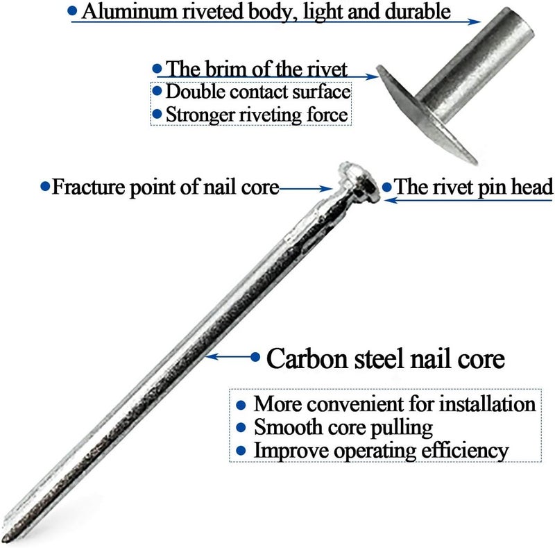 ALLOYPRO 60pcs Large Flange Blind Rivets, Aluminum,Flange Diameter 5/8" (16 mm),Pop Rivets Assortment Kit Blind Rivet,3/16" x 1/2" Inch,Grip Range(4.8-8mm) - Image 4
