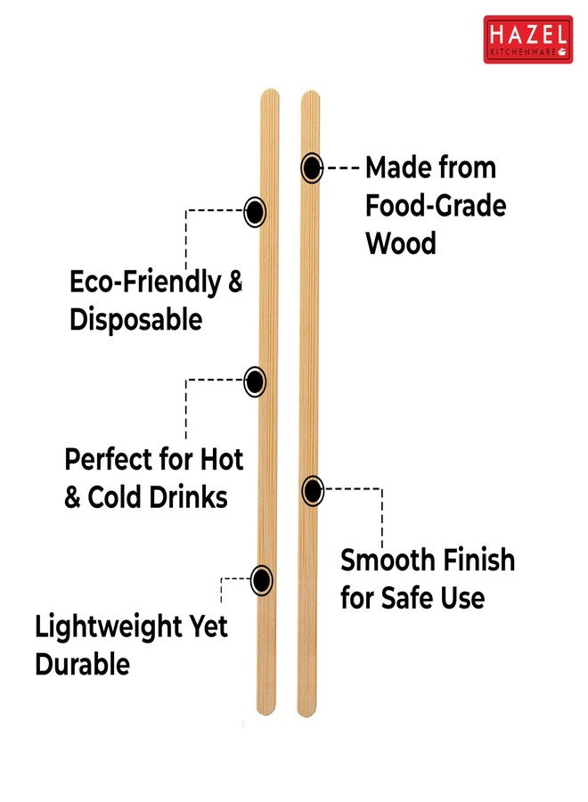 HAZEL Disposable Coffee Stirrer, 14cm (Pack of 100) | Eco-Friendly Wooden Stirrers for Tea, Coffee & Beverages | Ideal for Home, Office & Cafes - Image 4
