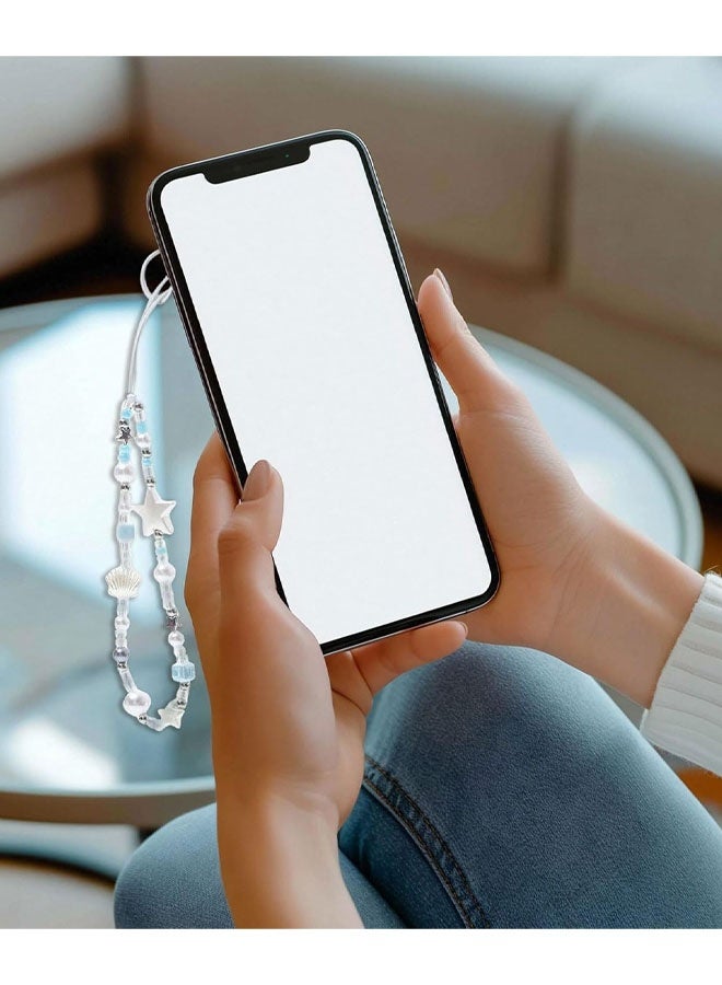 Beaded Phone Strap With Fake Pearl Star Shell Stable Beaded Chain Wrist Lanyard For Smartphones and Cameras Summer Beach Style Mobile Pendant Charm - Image 5